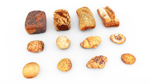 pastries breads rolls 3D model
