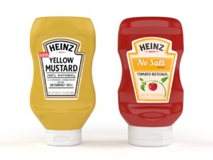 3D realistic ketchup mustard bottles