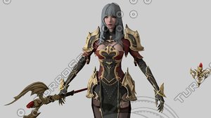 3D rigged fantasy warrior woman