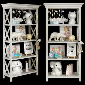 kids bookshelf set 02 3D model