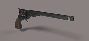 3D revolver pistol gun
