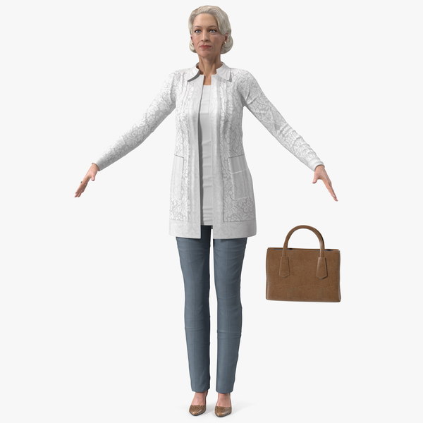 3D elderly lady casual clothes