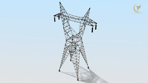 low-poly electric tower 3D model