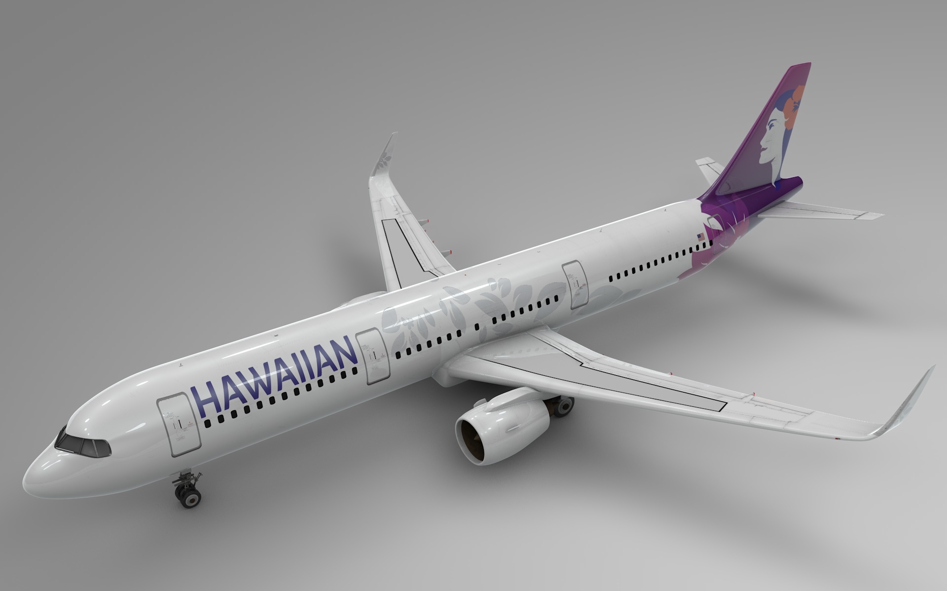 airbus a321 neo hawaiian airlines l10183d模型