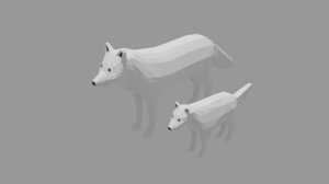 3D model polar wolf family