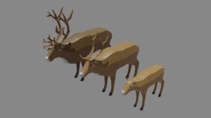 reindeer family 3D model