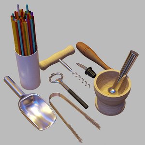 3D model bartender tools set 06