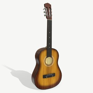 3D low-poly acoustic guitar model