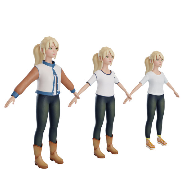 cartoon girl mary 3D model
