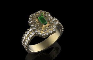 ring emerald jewelry 3D