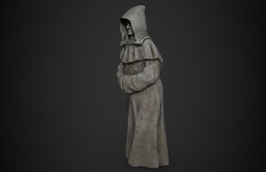 3D medieval statue monk