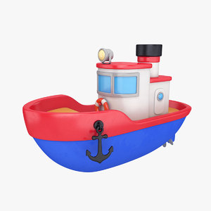 cartoon boat 3D model