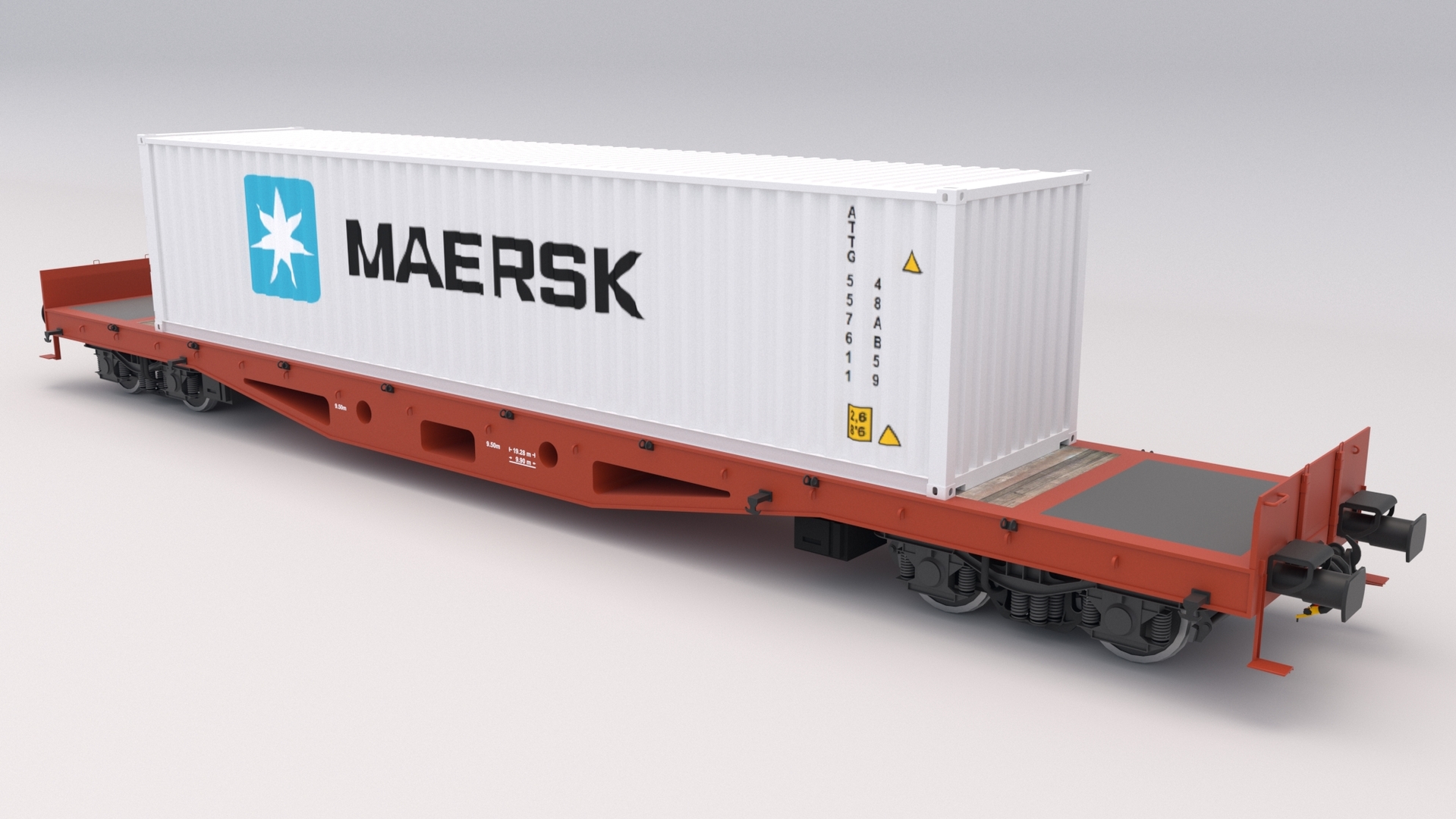 Flat rail car maersk 3D model TurboSquid 1636578