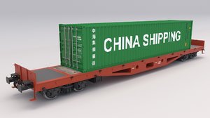 flat rail car china 3D model