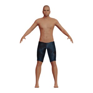 bald muscular man swimsuit 3D model