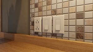 3D model usa wall socket light switch