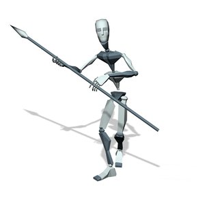 Mocap spear man walking forward freeze pos