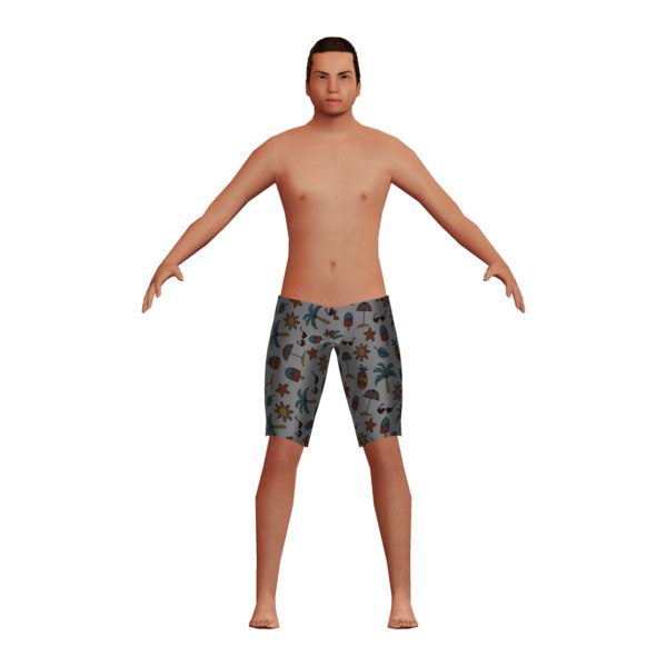 white man swimming 3D model