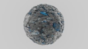 3D grey blue metallic gravel