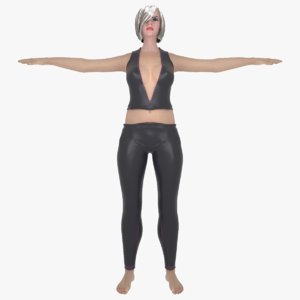 rigged female character games 3D model
