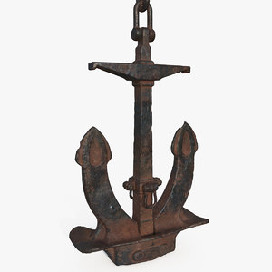 old rusty anchor 3D