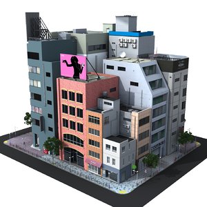 3d lwo japan city block