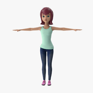 3D female cartoon character annie model