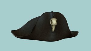 3D crow skull pirate hat model