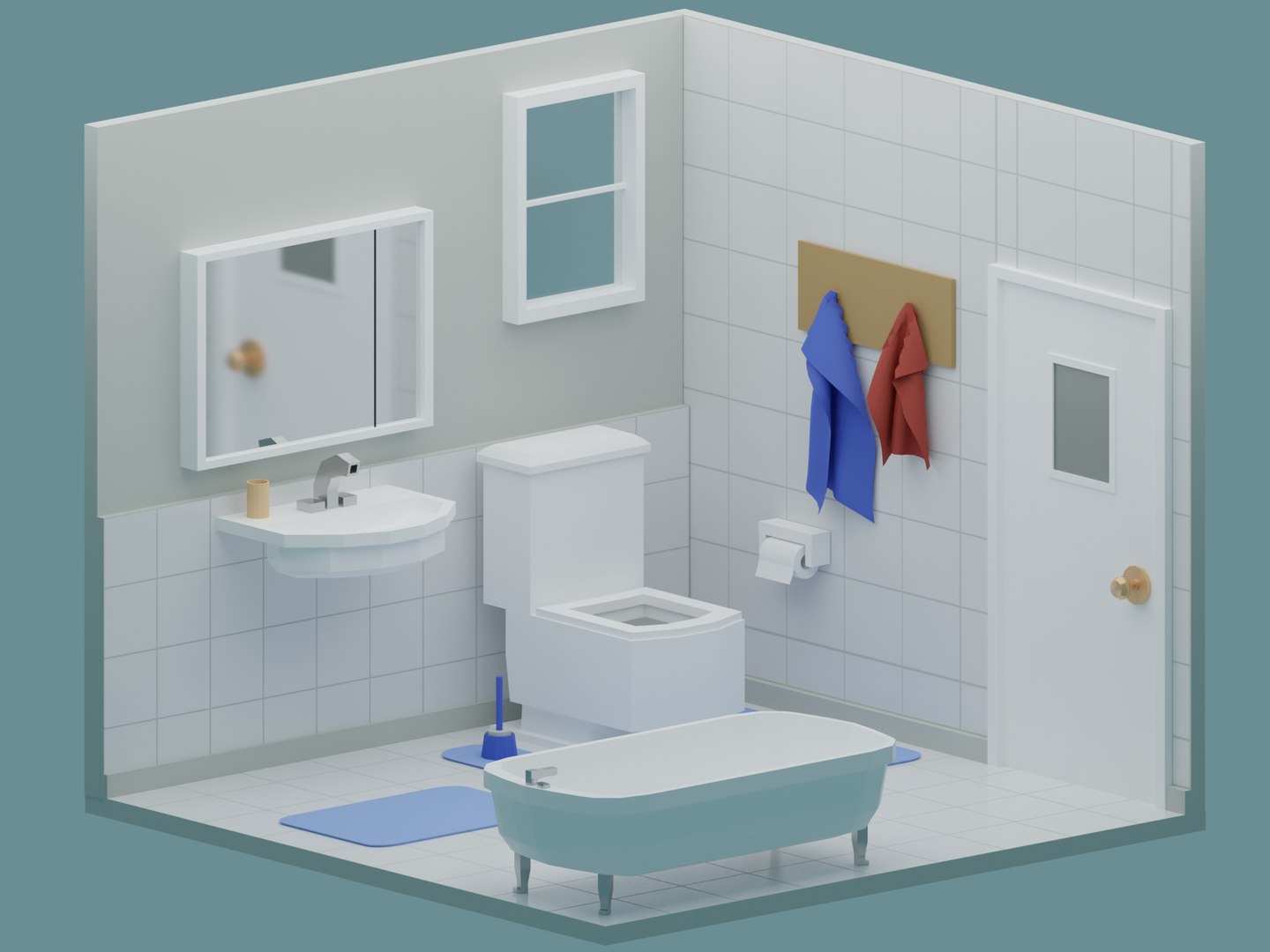 3D model bathroom low-poly pack - TurboSquid 1640027