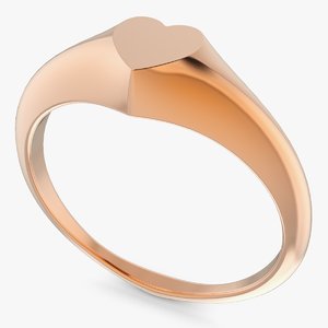 3D ring signet heart model