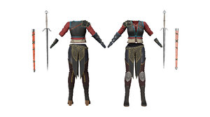 3D medieval female outfit model
