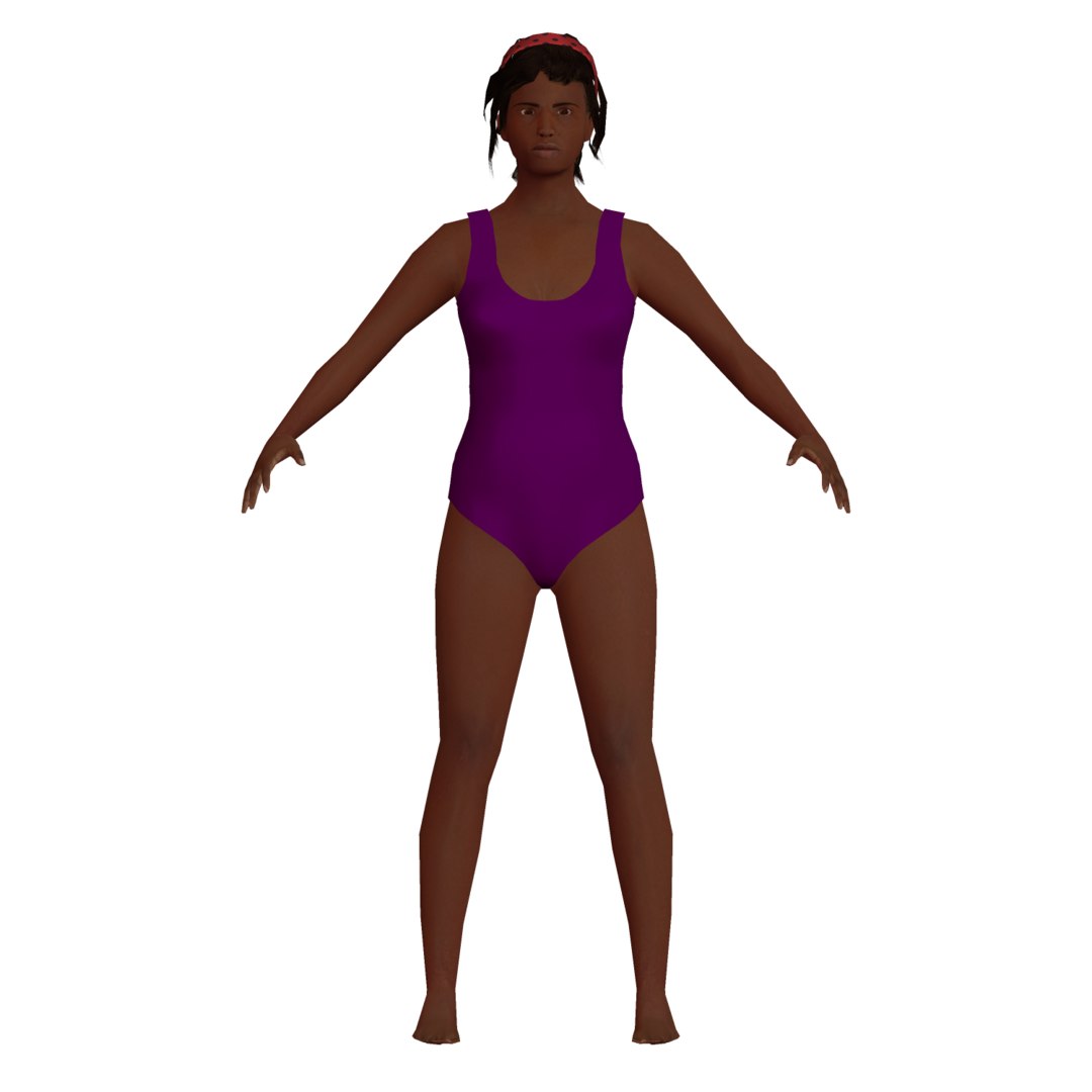 3D black woman swimsuit model TurboSquid 1640596