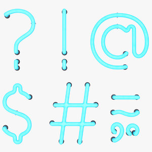 neon letter marks alphabet 3D