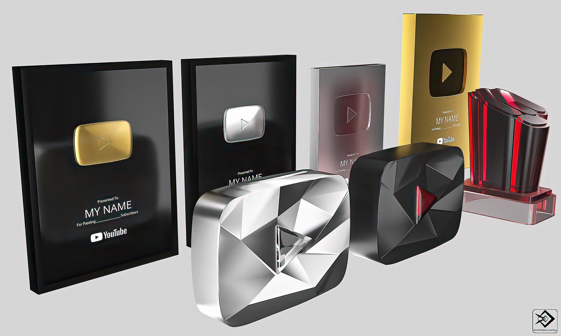 Youtube award 3D model TurboSquid 1640715