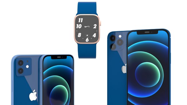Modello 3D iphone 12 pro e apple watch 6 blu - TurboSquid 1640784