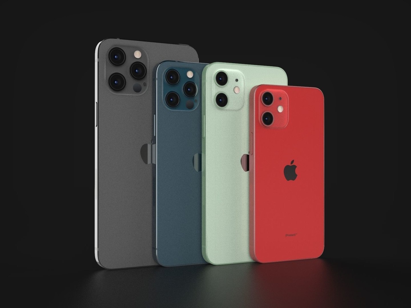iphone 12 all models in official colors and dimensions3d模型