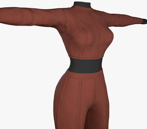3D brown women outfit