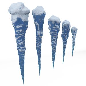 3D icicle ice set cartoon