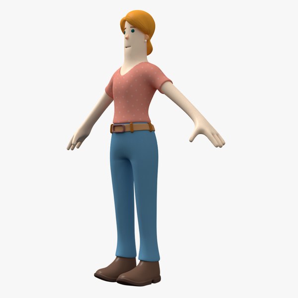 3D woman casual toon character