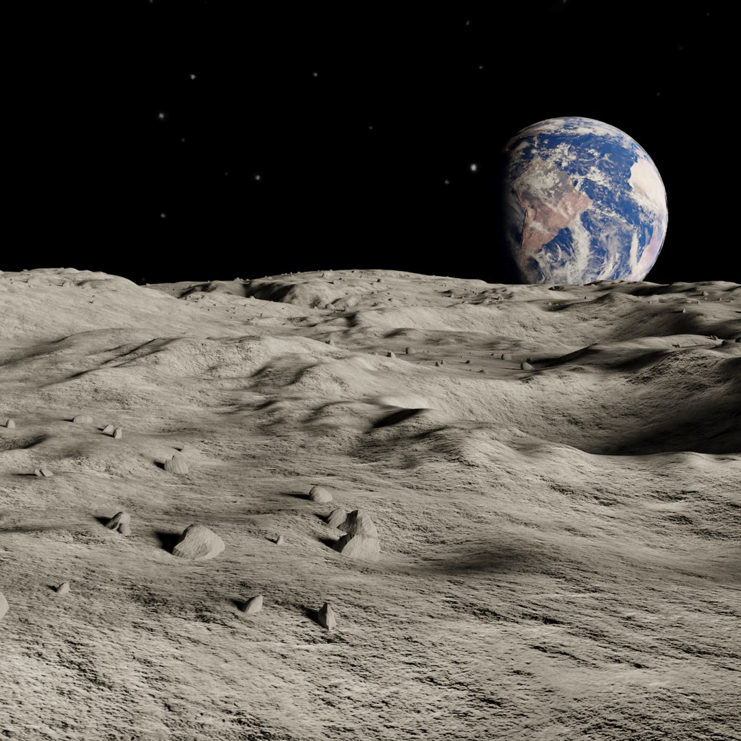 Photorealistic moon landscape scene 3D model - TurboSquid 1642221
