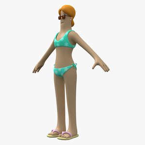 woman toon character 3D model
