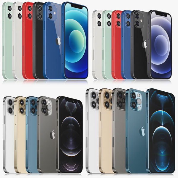 Modelo 3d Apple Iphone 12 Mini Y 12 Y 12 Pro Y 12 Pro Max Todos Los Colores Turbosquid