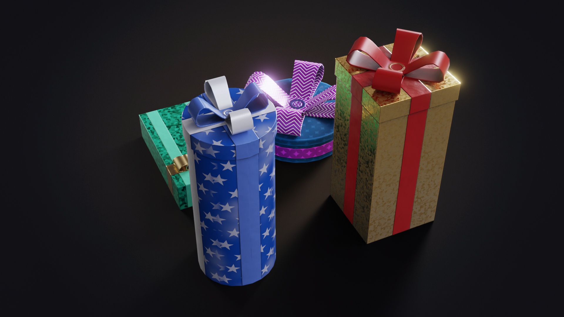 set of christmas gifts3d模型