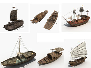 ships chinese ancient 3D