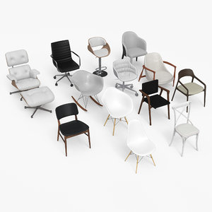 3D black chair eames -