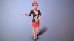 3D teacher woman cartoon model
