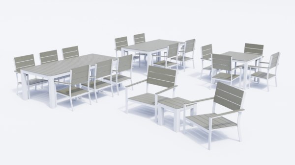 3d Modern Outdoor Furniture Set Model, Contemporary Outdoor Furniture Sets
