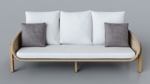 sofa outdoor kettal vimini3seats 3D model