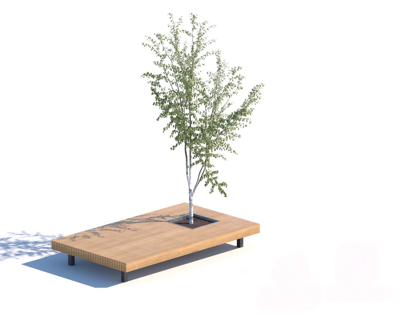 3D model modern street bench tree - TurboSquid 1636477