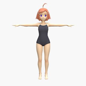 anime swim girl 3D model